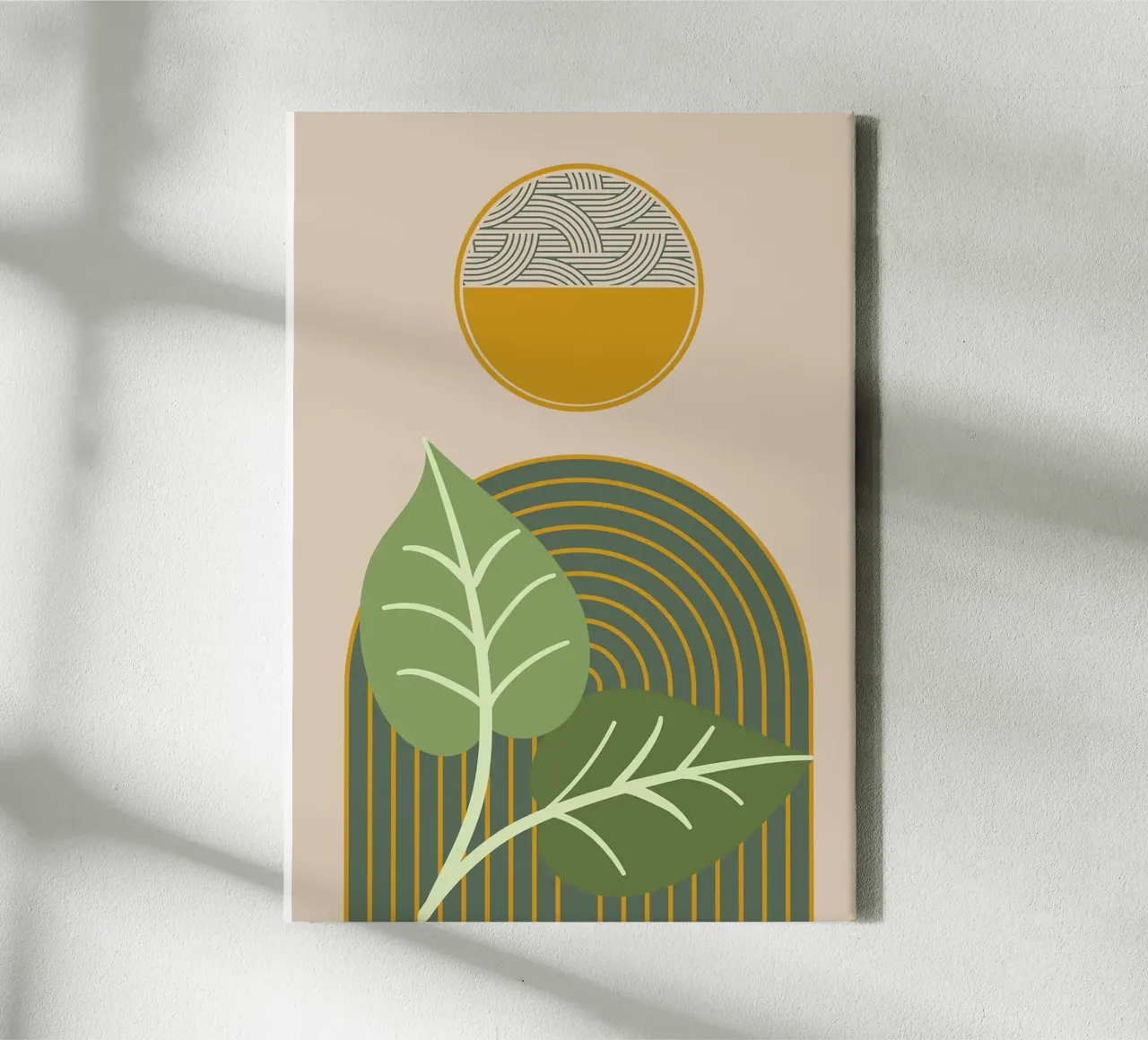 leaves circle patterns arcs green color canvas by Dale Edward YoungJr