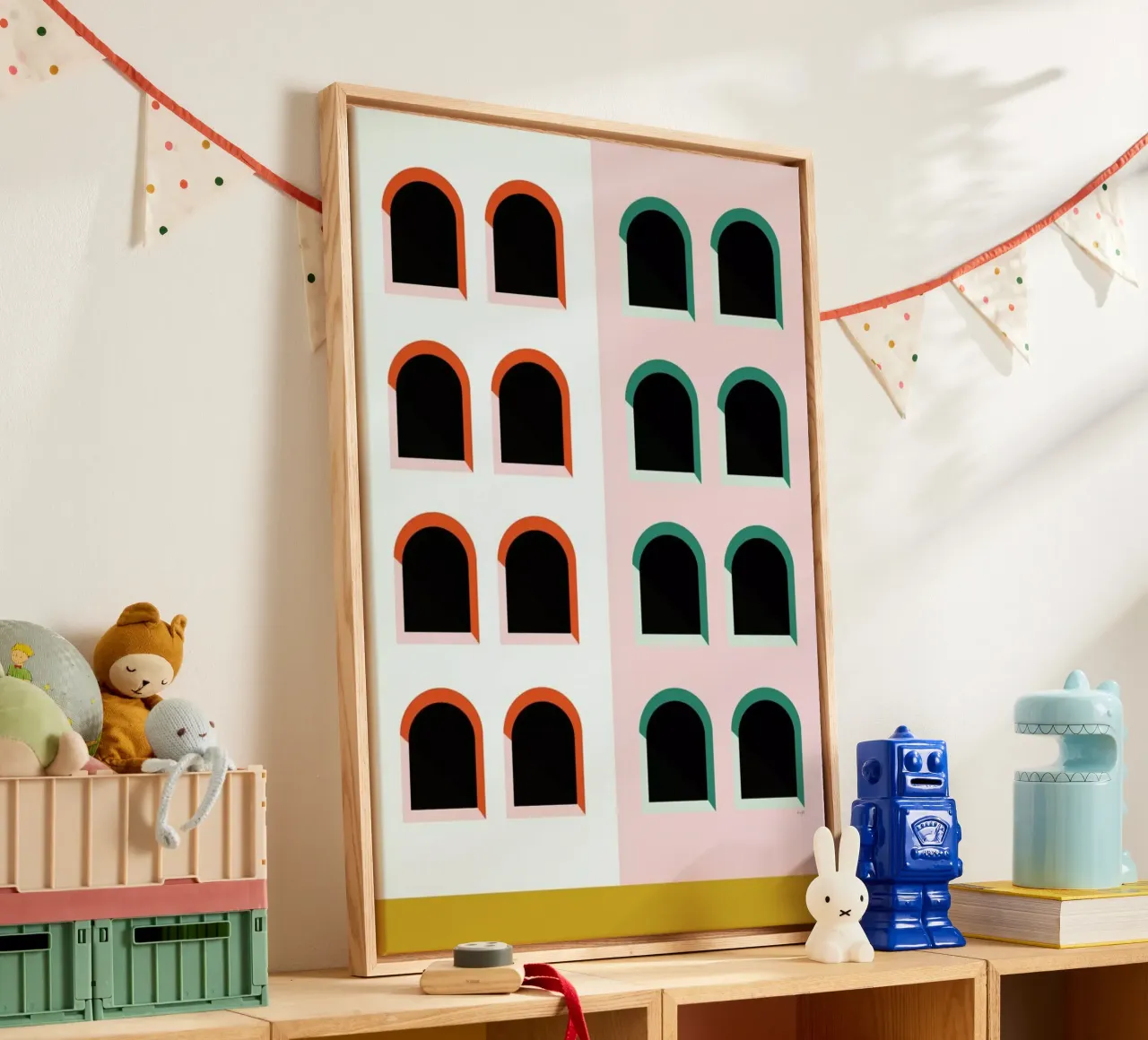 Arched Window House canvas with Floater frame by Linda Gobeta