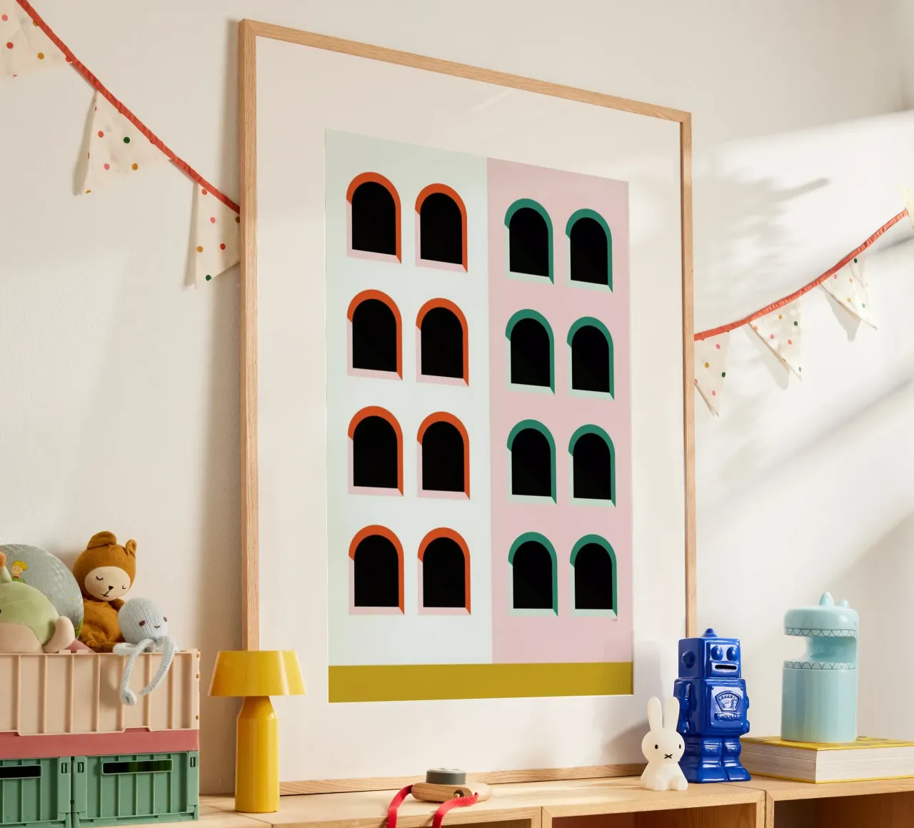 Arched Window House poster con telaio in legno da Linda Gobeta