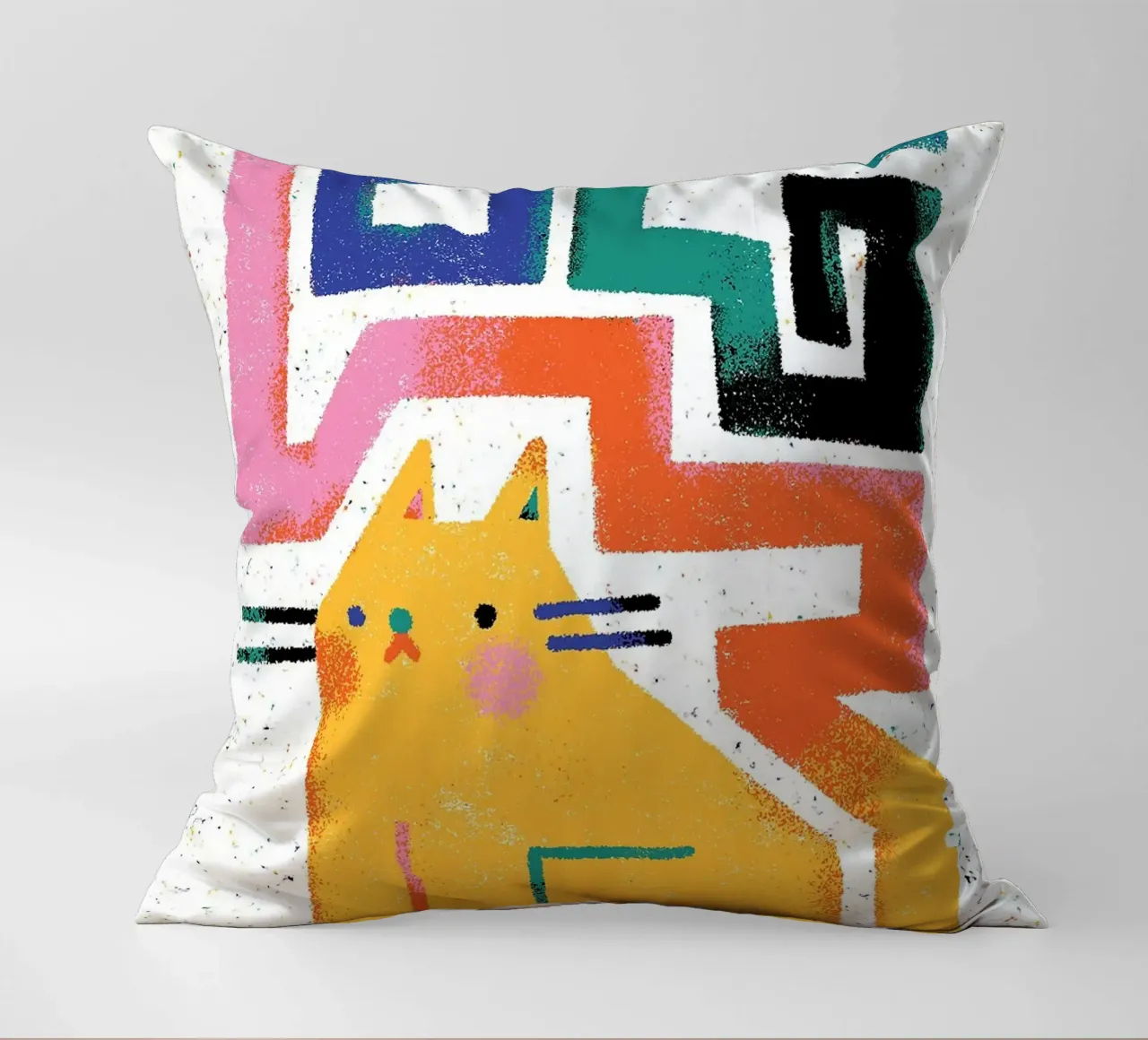 gatto forme geometriche design astratto cuscino da MinimalistPosterCharles