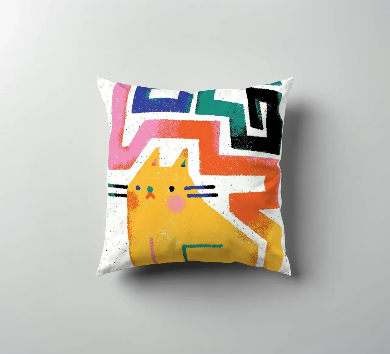 gatto forme geometriche design astratto cuscino da MinimalistPosterCharles