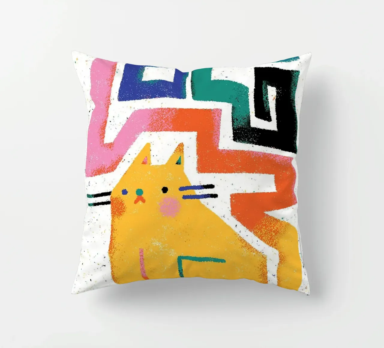 gatto forme geometriche design astratto cuscino da MinimalistPosterCharles