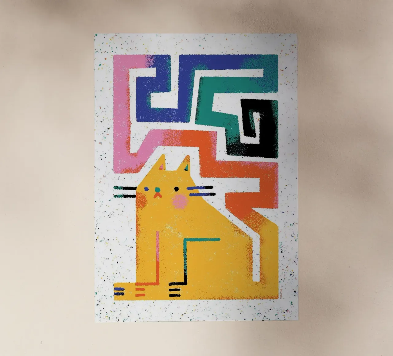 gatto forme geometriche design astratto pellicola backlit da MinimalistPosterCharles