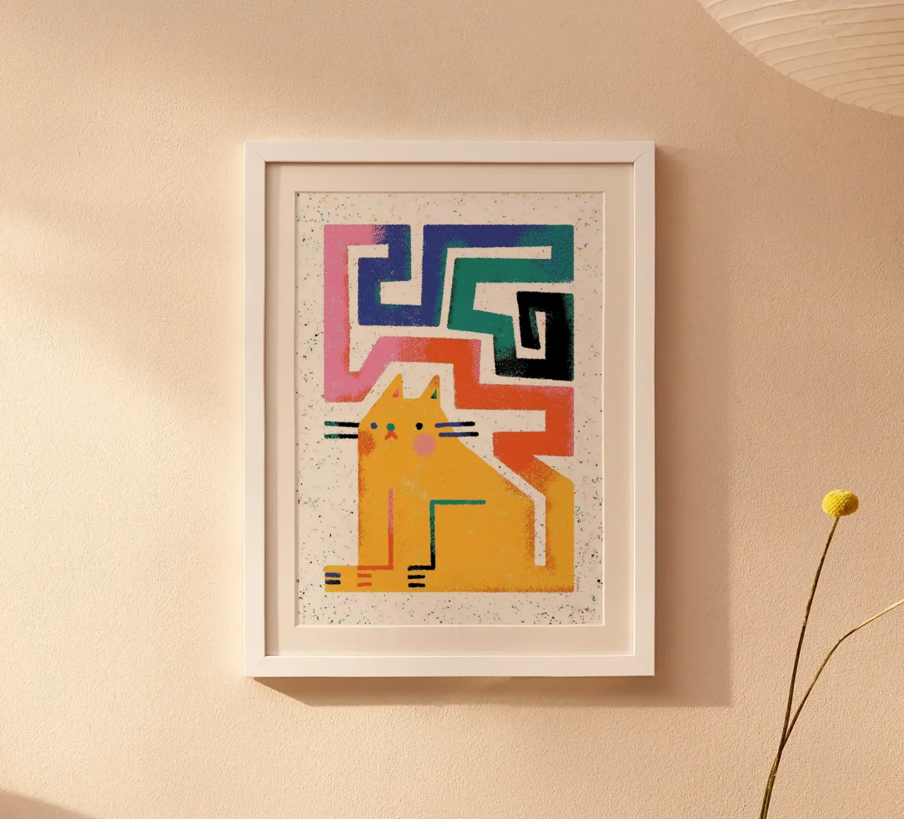 gatto forme geometriche design astratto carta hahnemühle da MinimalistPosterCharles