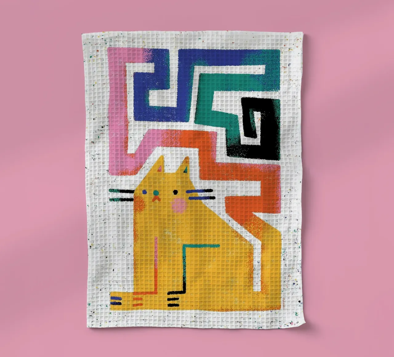gatto forme geometriche design astratto canovaccio da cucina da MinimalistPosterCharles