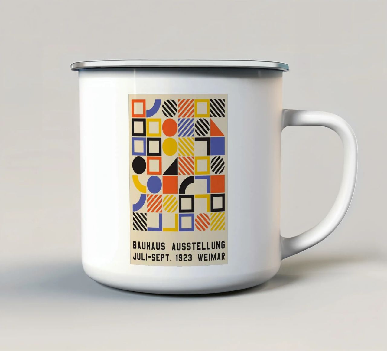 forme geometriche blocchi cerchi colorati tazza in smalto da MinimalistPosterCharles