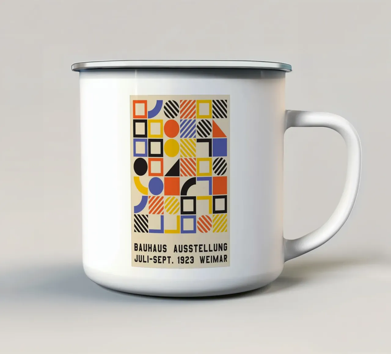 formes géométriques blocs cercles colorés mug en émail de MinimalistPosterCharles