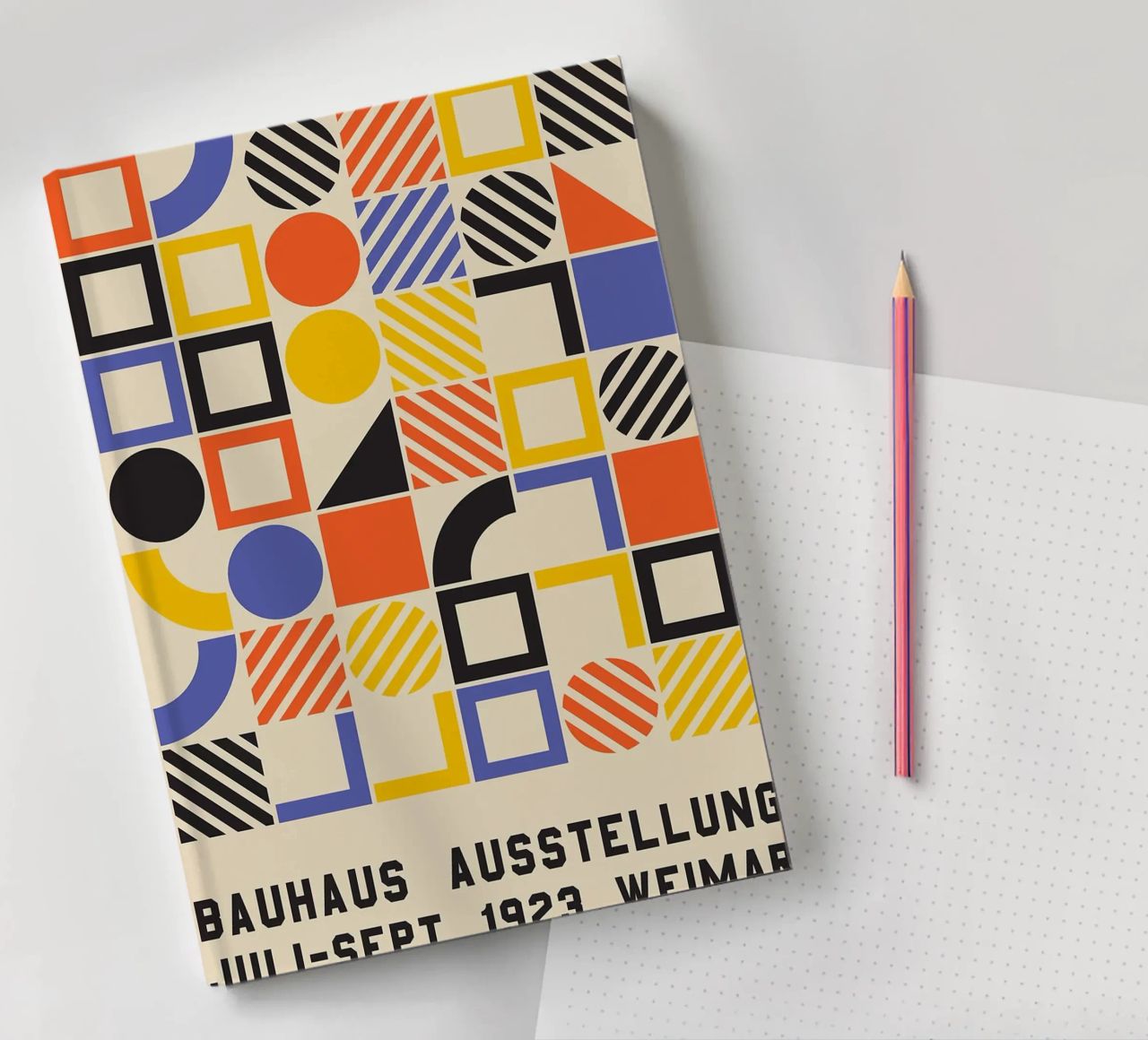 geometric shapes blocks colorful circles notebook by MinimalistPosterCharles