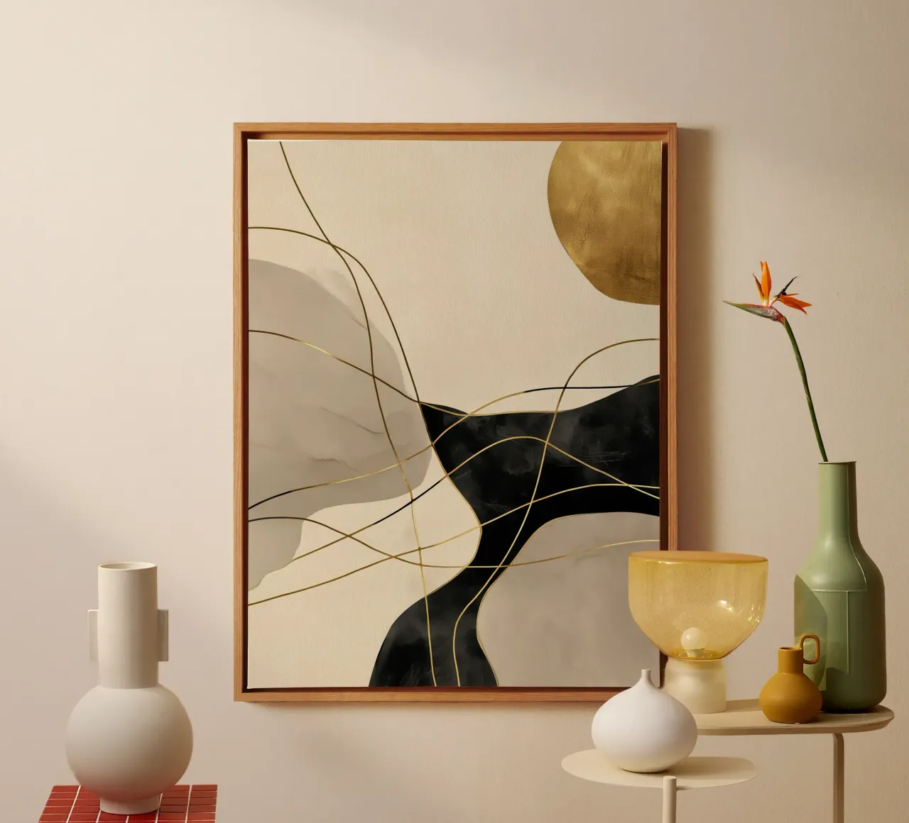 Maanlicht bij Klimt | Abstract schilderij canvas met Baklijst van Autofocus
