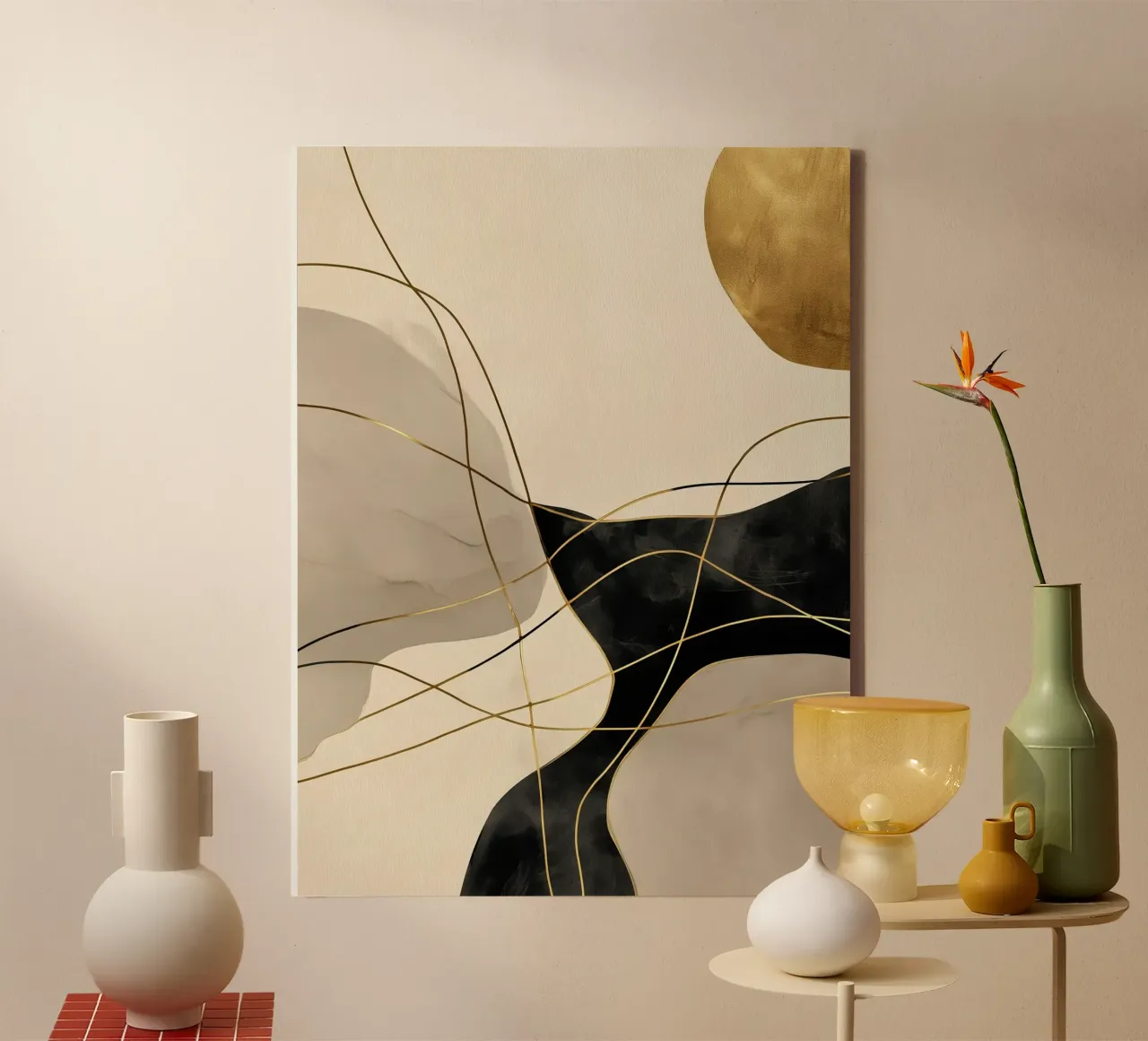 Maanlicht bij Klimt | Abstract schilderij canvas met Baklijst van Autofocus