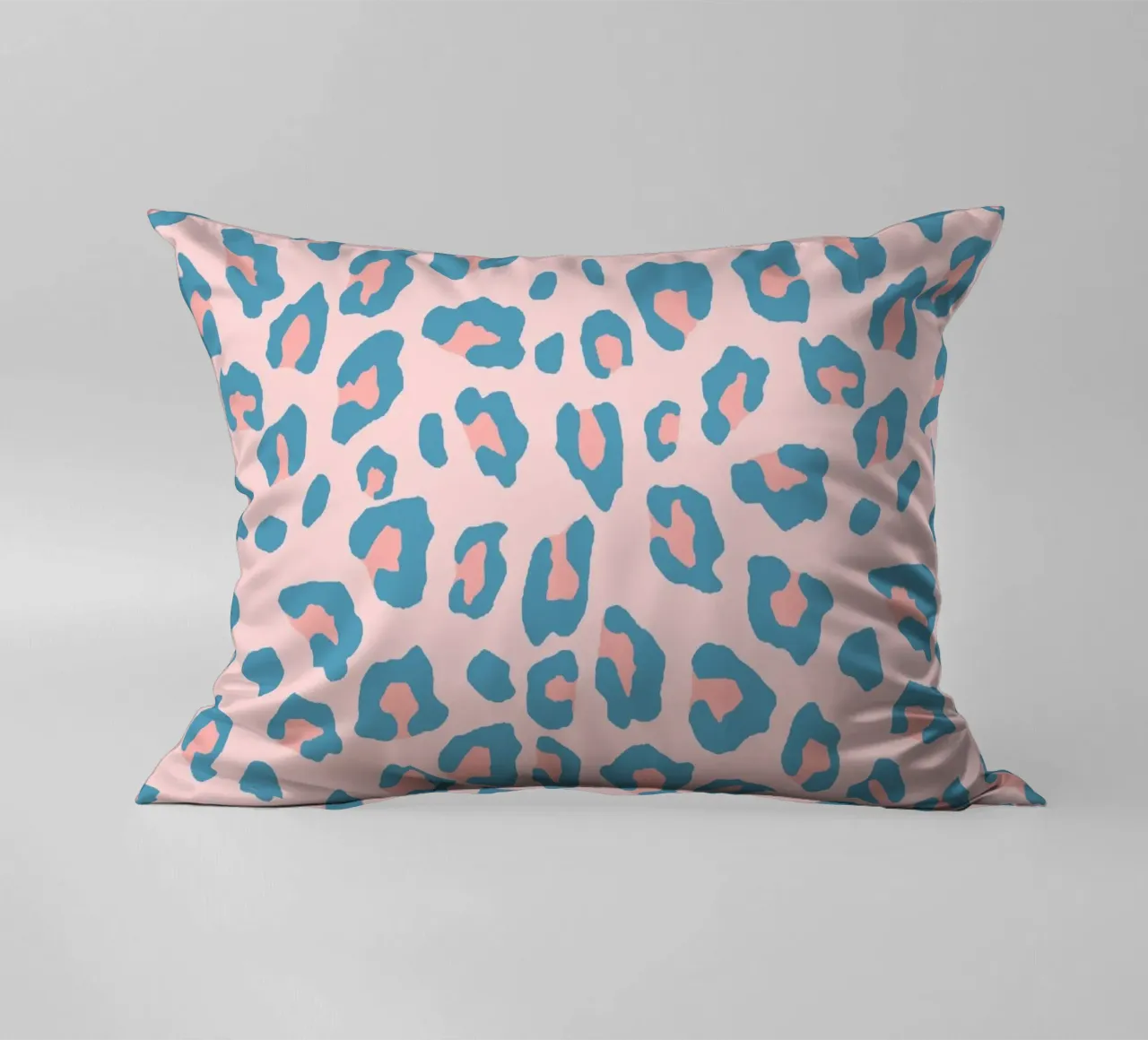 Leopard Print Peachy Blue decorative cushion by SilverPegasus