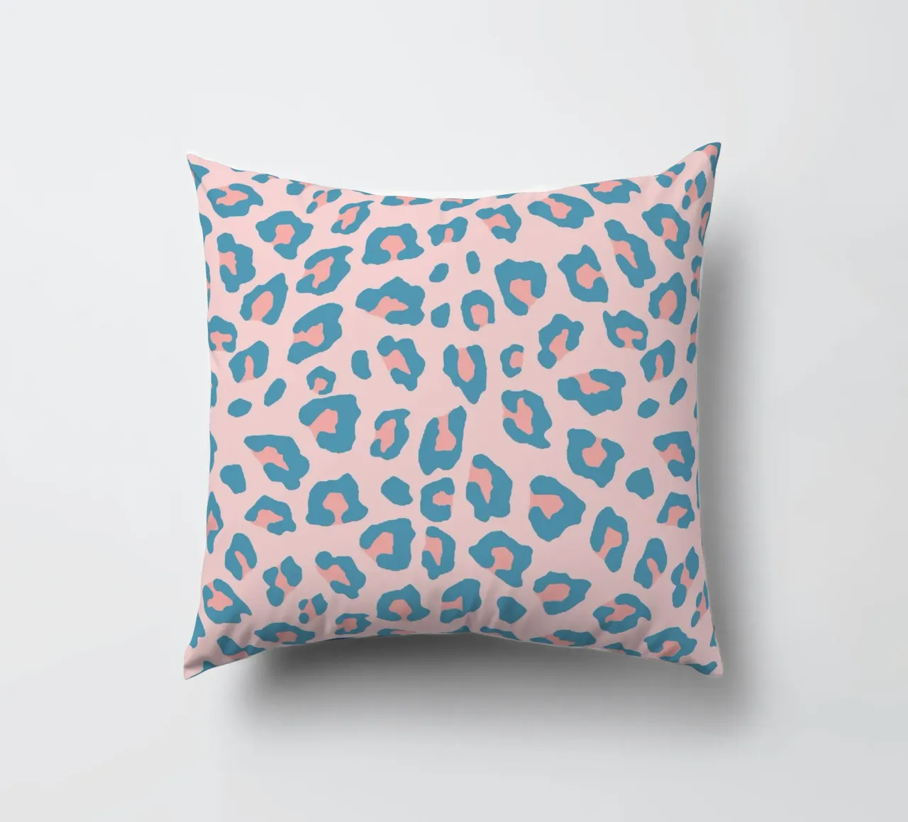 Leopard Print Peachy Blue decorative cushion by SilverPegasus