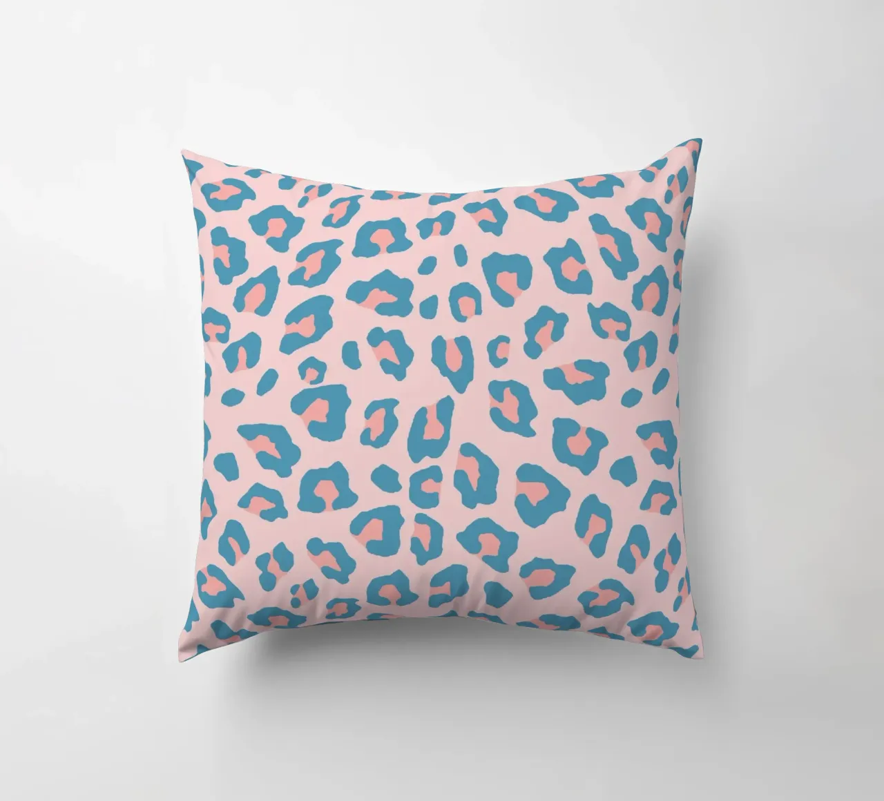 Leopard Print Peachy Blue decorative cushion by SilverPegasus