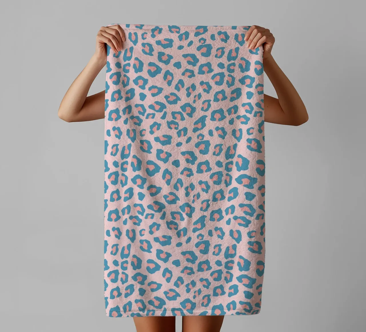 Leopard Print Peachy Blue towel by SilverPegasus