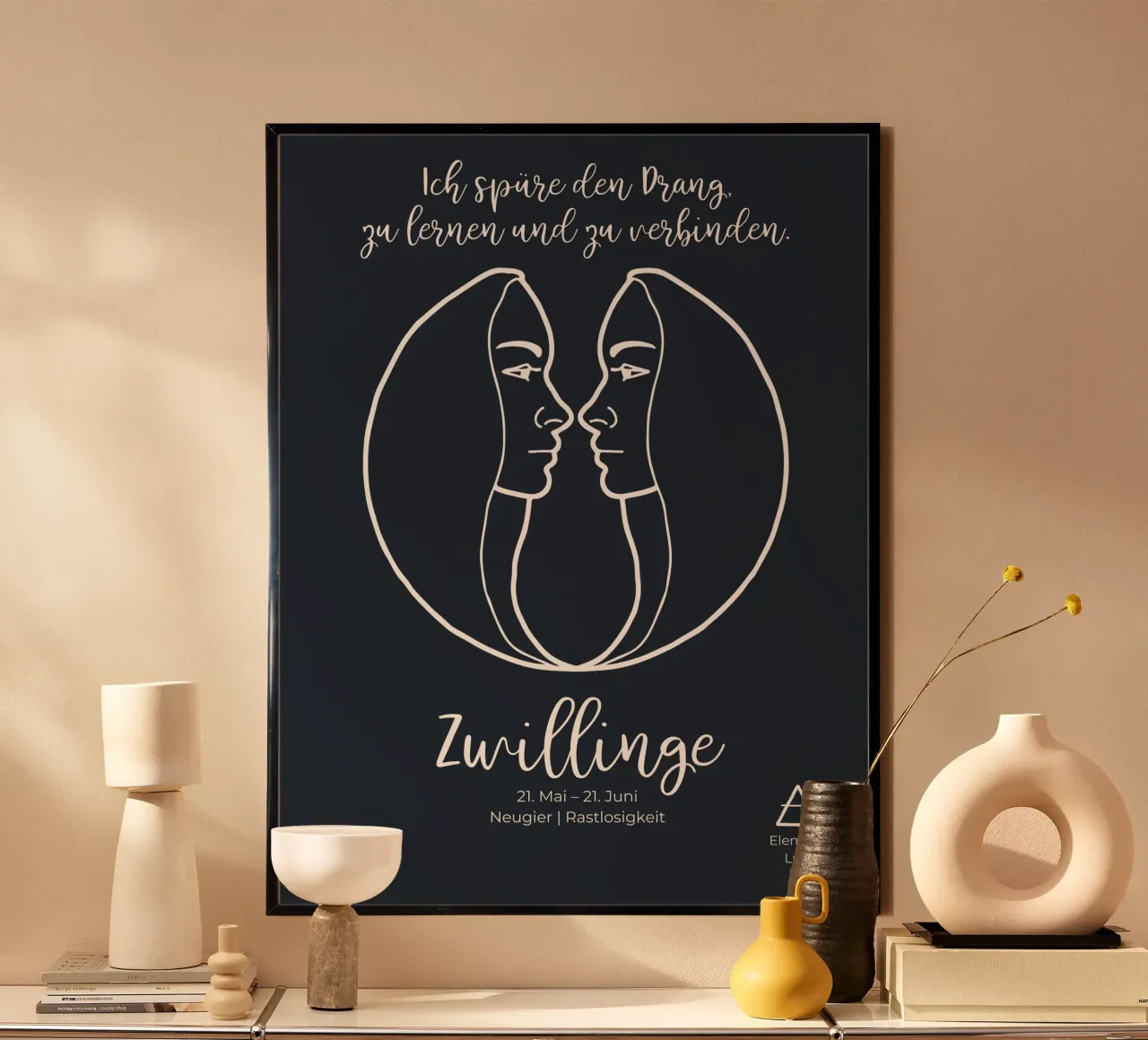 Gemelli (21 maggio - 21 giugno) poster con telaio in plastica da astrobrille
