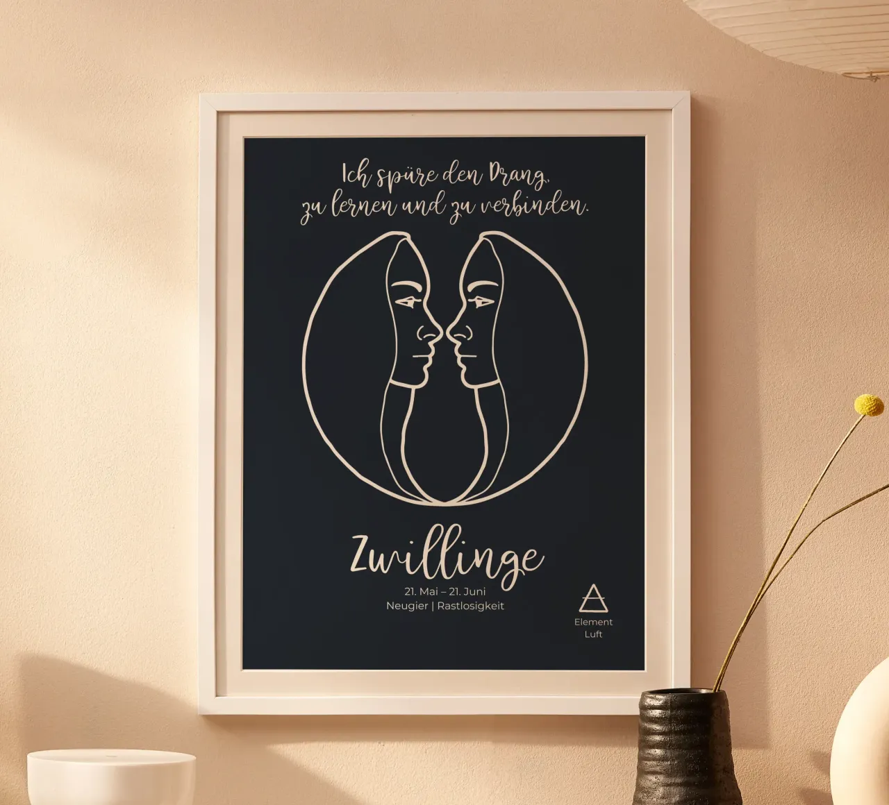 Gemelli (21 maggio - 21 giugno) poster con telaio in plastica da astrobrille