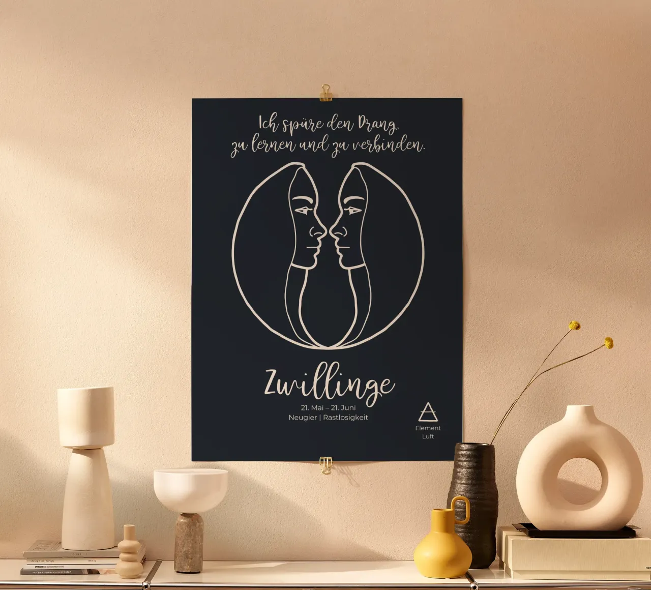 Gemelli (21 maggio - 21 giugno) poster con telaio in plastica da astrobrille