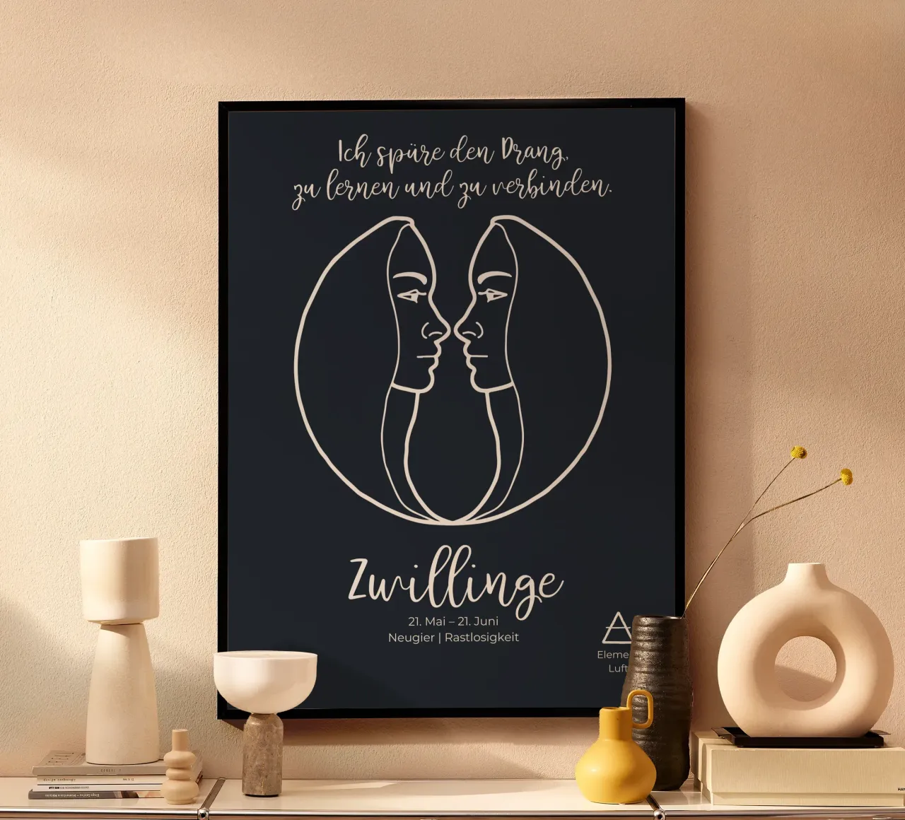 Gemelli (21 maggio - 21 giugno) poster con telaio in plastica da astrobrille