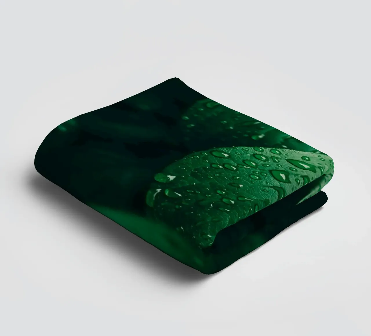 Dark leaf with raindrops - Moody macro plant photo towel by Bold and Retro