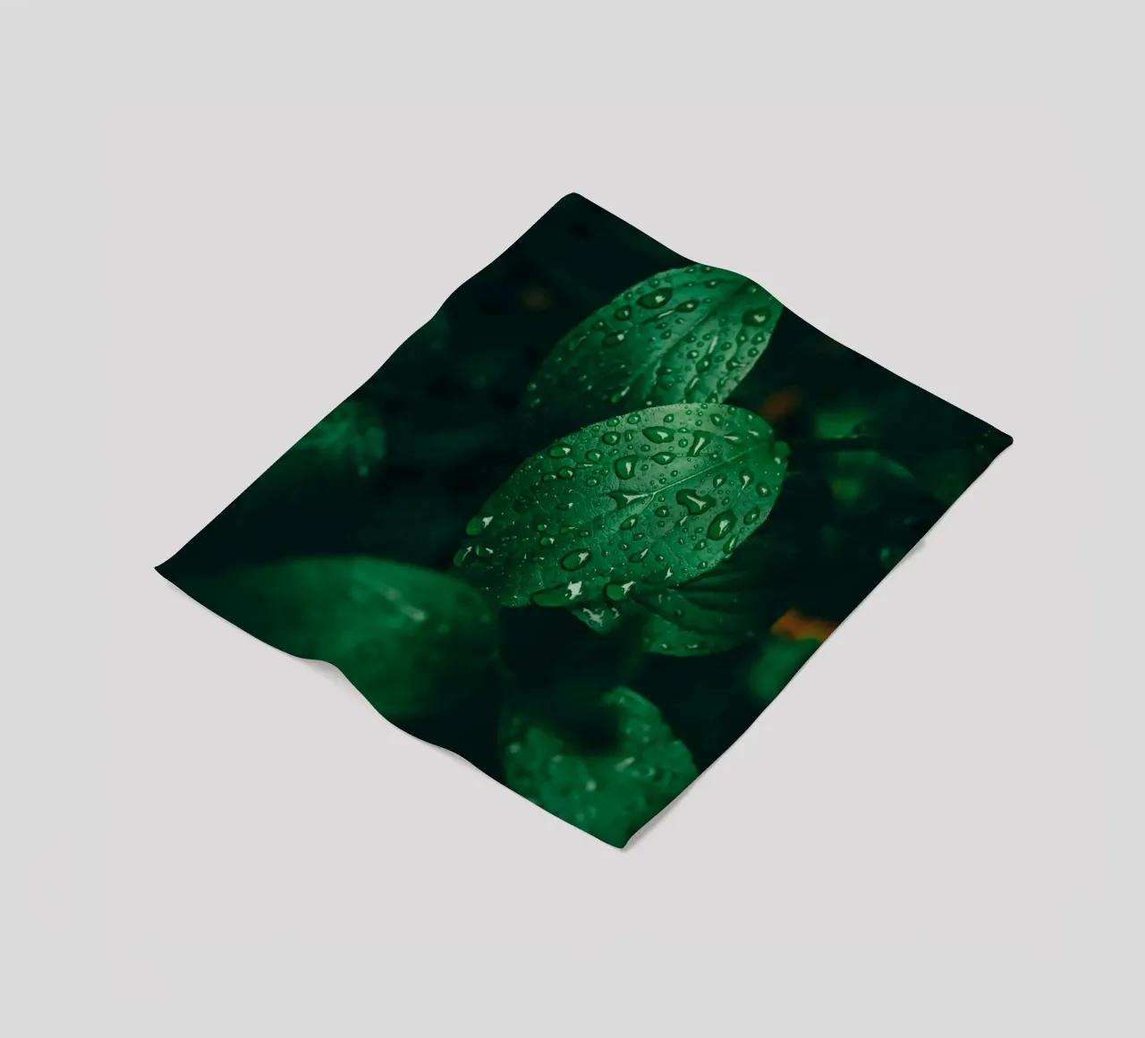 Dark leaf with raindrops - Moody macro plant photo fleece blanket by Bold and Retro