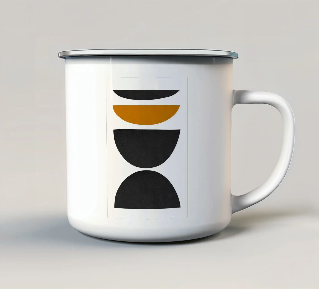 semicerchi forme geometriche contrasto tazza in smalto da Purrfect Whiskers Art