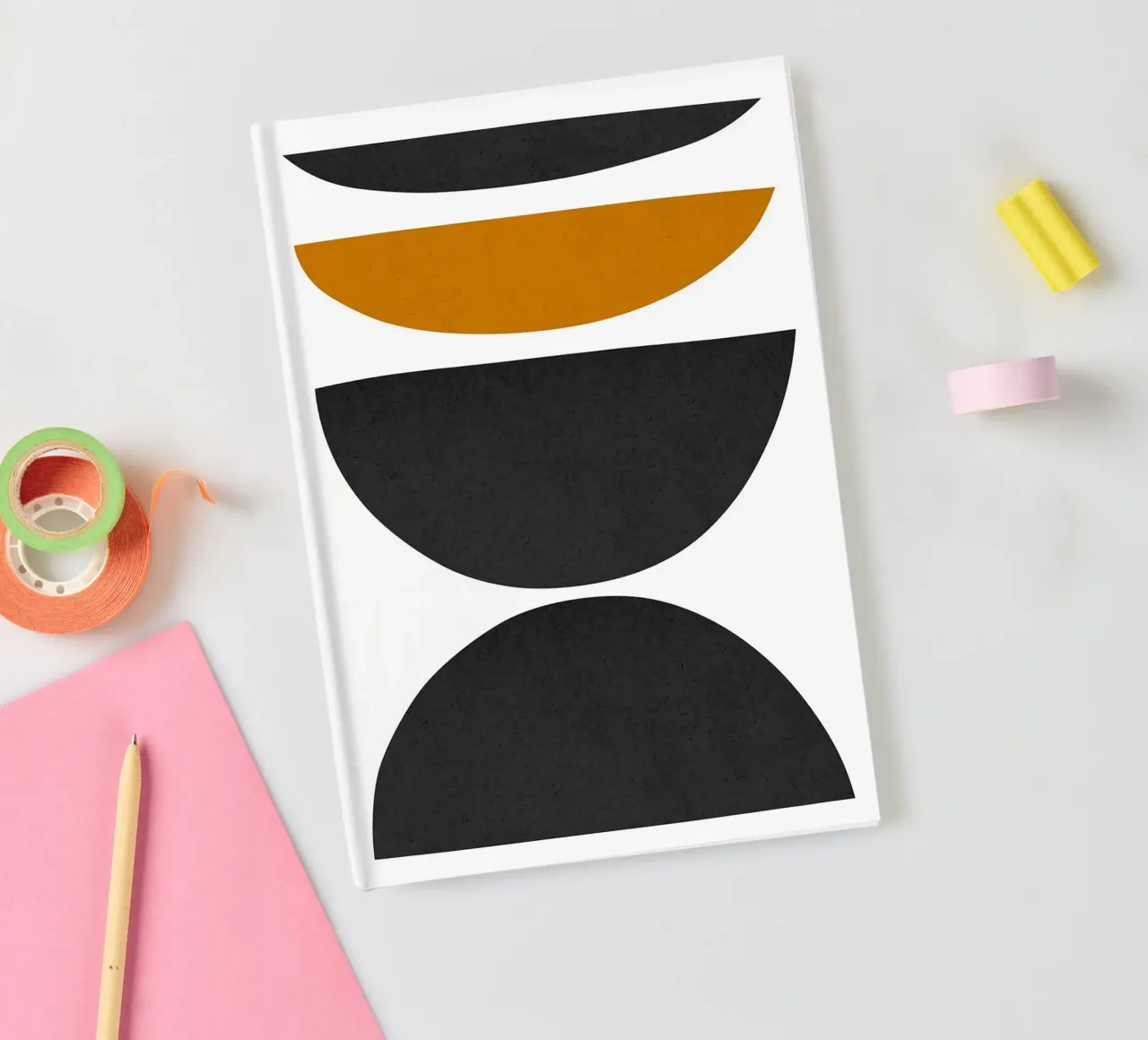 semi-circles geometric shapes contrast notebook by Purrfect Whiskers Art