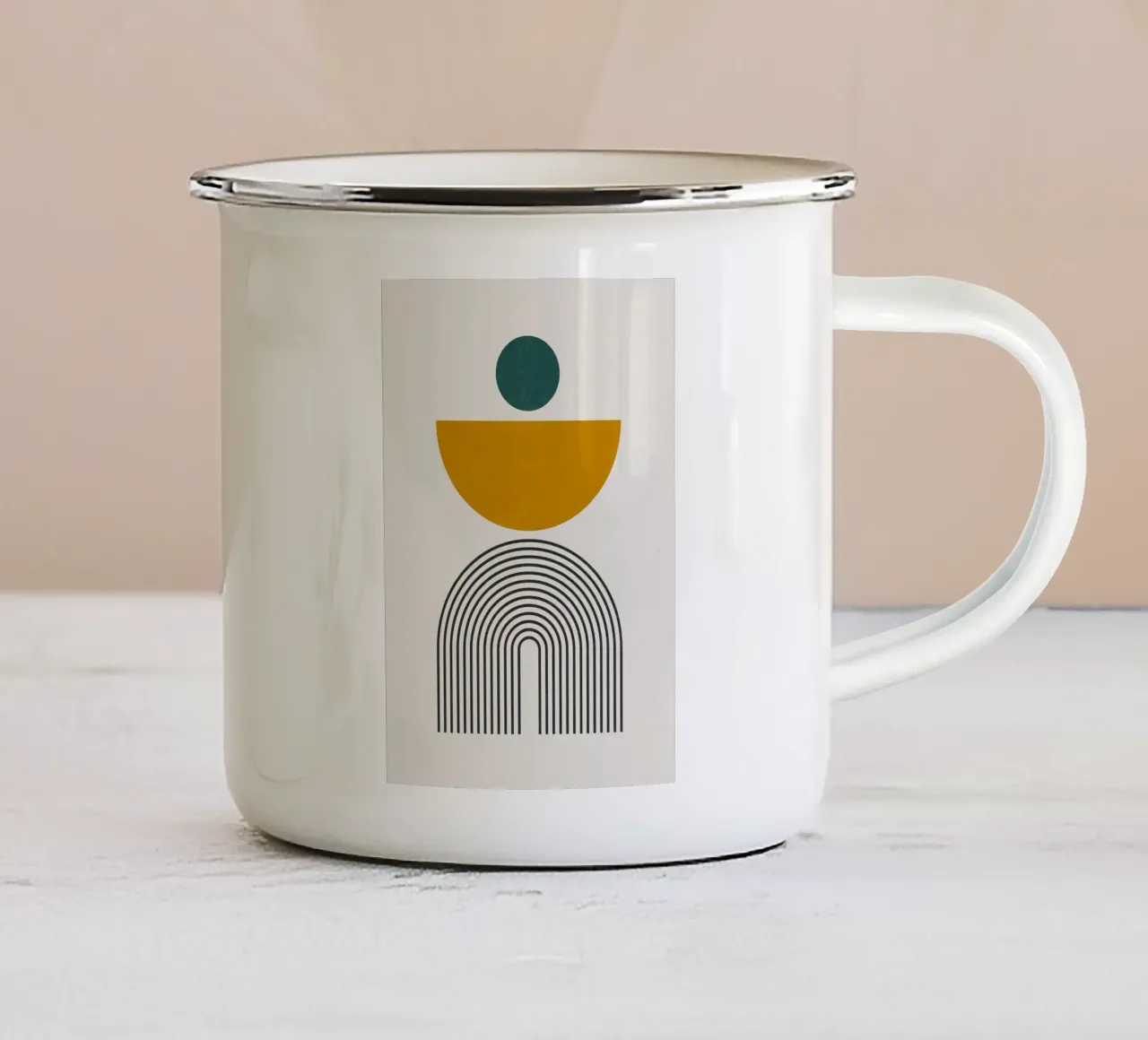 cerchio semicerchio archi linee tazza in smalto da Purrfect Whiskers Art