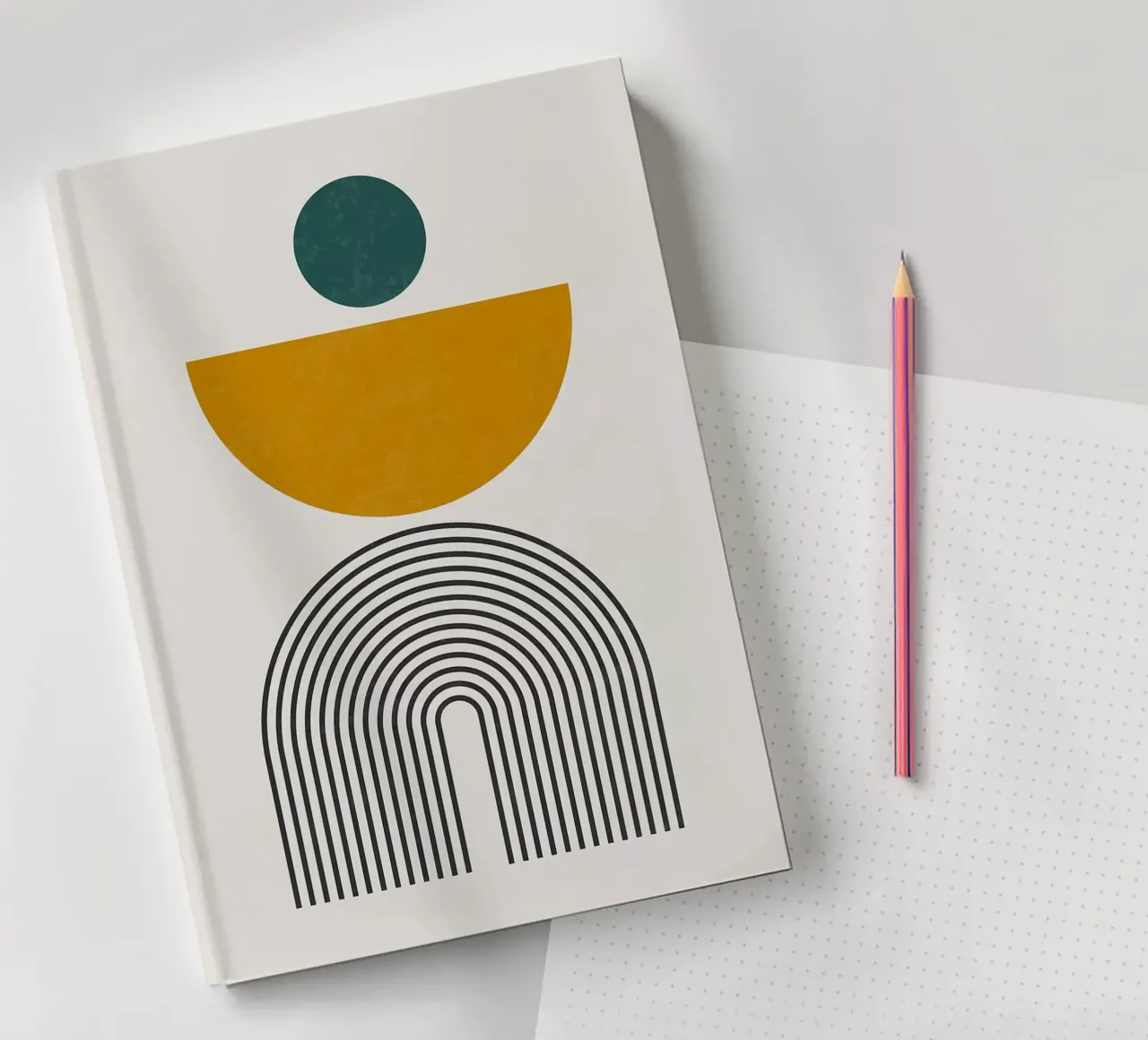 circle semi-circle arches lines notebook by Purrfect Whiskers Art