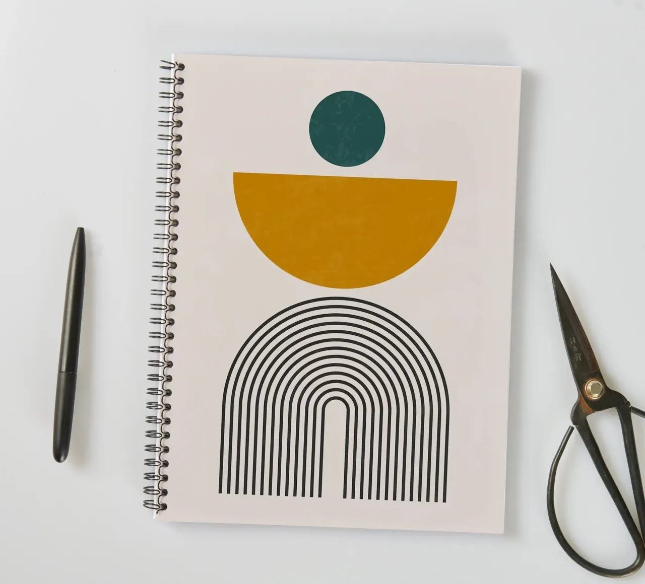 circle semi-circle arches lines spiral notebook by Purrfect Whiskers Art