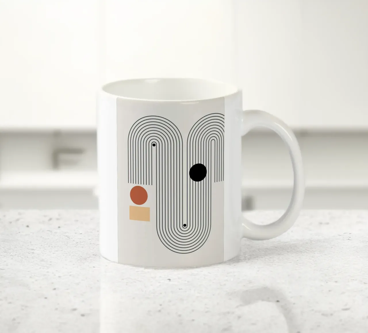 cerchi linee rettangoli labirinto tazza in ceramica da Purrfect Whiskers Art