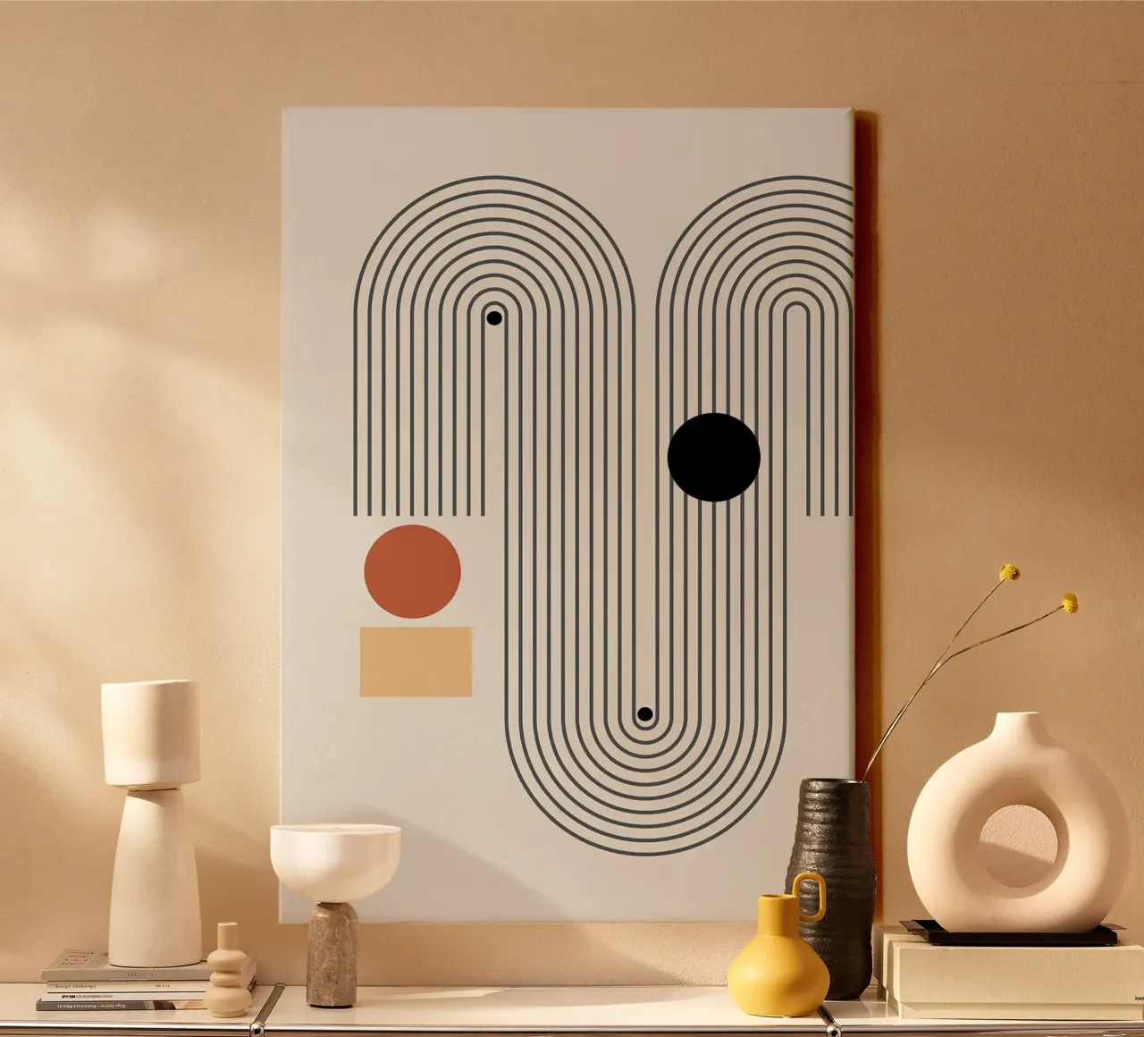 circles lines rectangles maze toile de Purrfect Whiskers Art