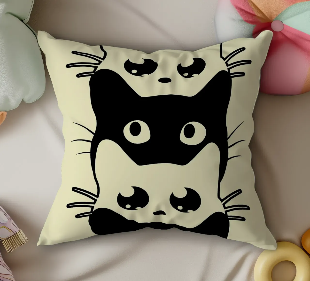 gatto facce di gatto baffi occhi cuscino da Purrfect Whiskers Art