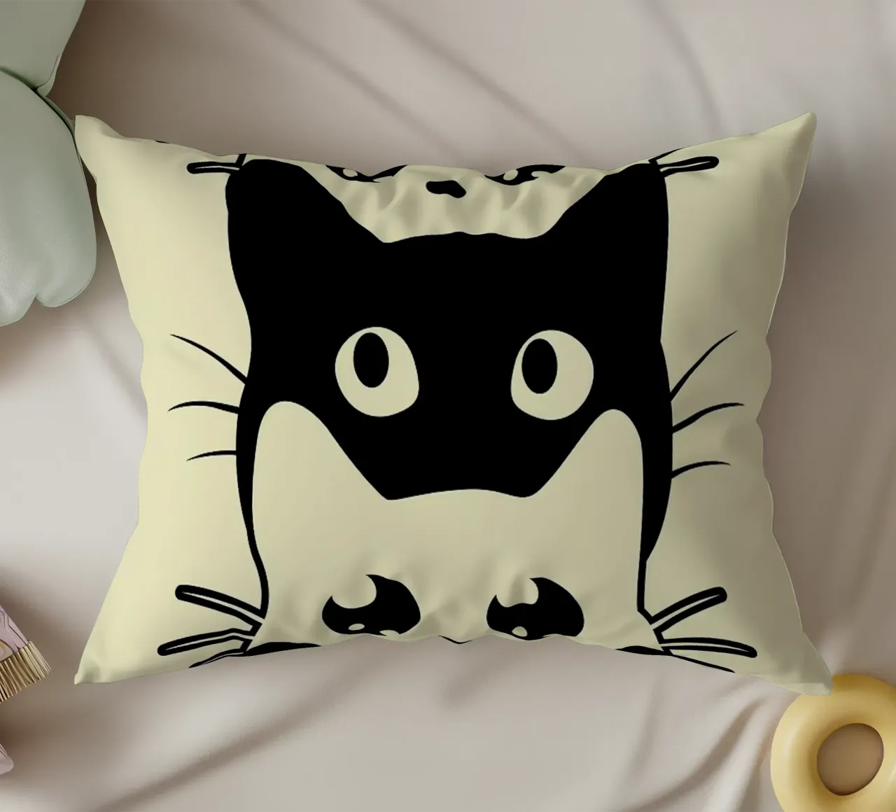 gatto facce di gatto baffi occhi cuscino da Purrfect Whiskers Art