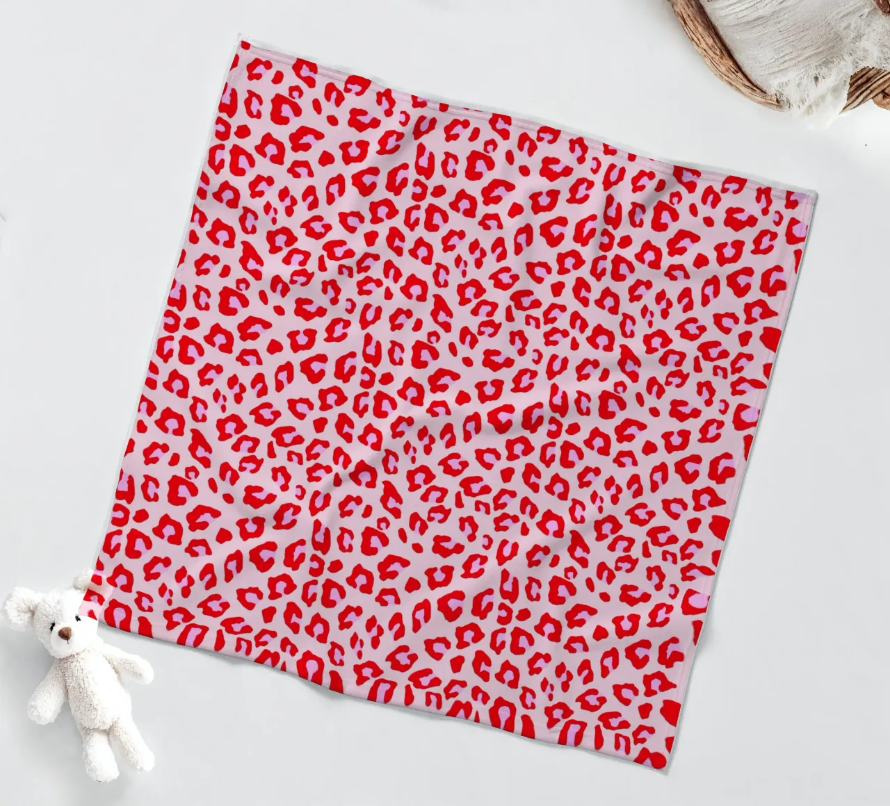 Leopard Print Red and Pink fleece blanket by SilverPegasus