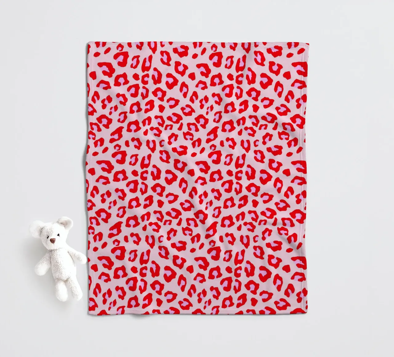 Leopard Print Red and Pink fleece blanket by SilverPegasus