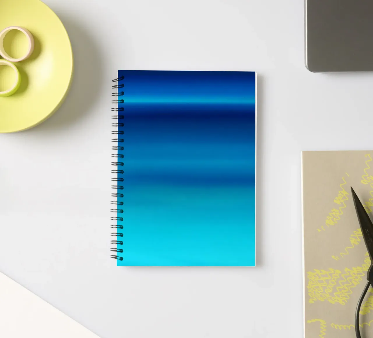 Blue Ocean Gradient with Gentle Waves spiral notebook by PhotoVibe Decor