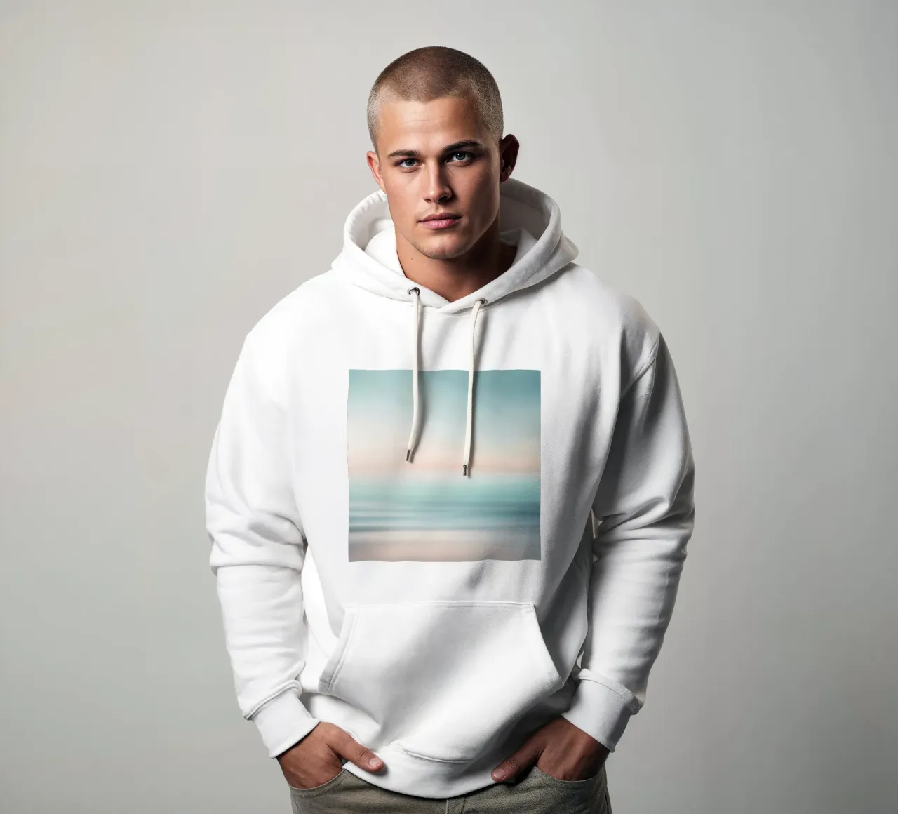 Strati di oceano sfocati in un pallido tramonto felpa con cappuccio da PhotoVibe Decor