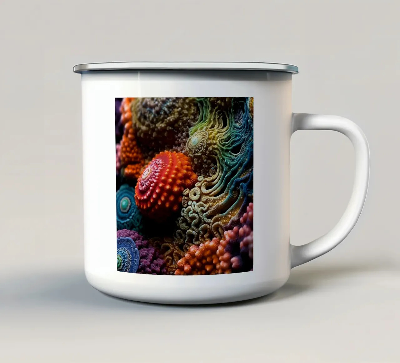 Strutture astratte colorate di corallo tazza in smalto da PhotoVibe Decor