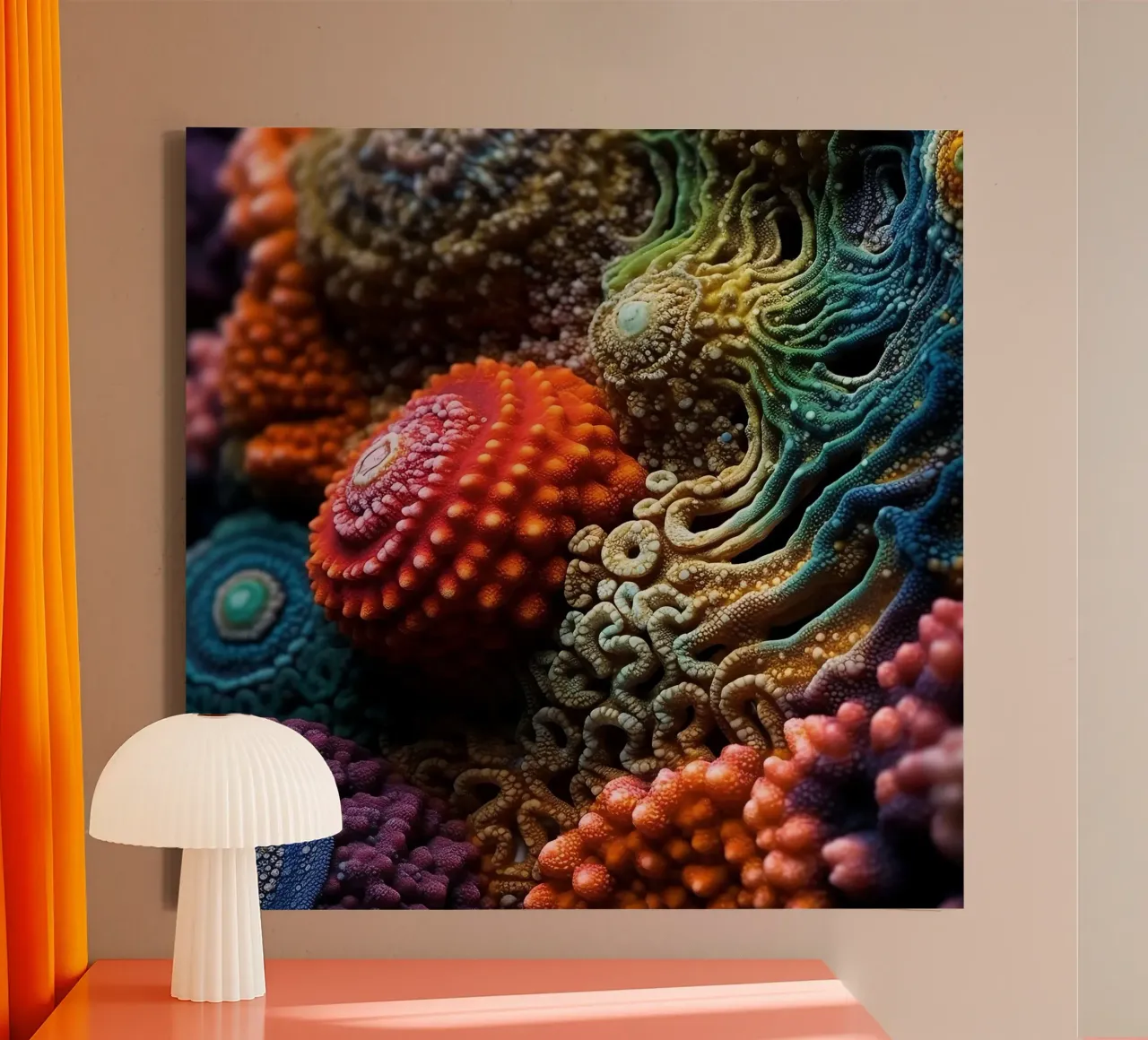 Strutture astratte colorate di corallo tela da PhotoVibe Decor