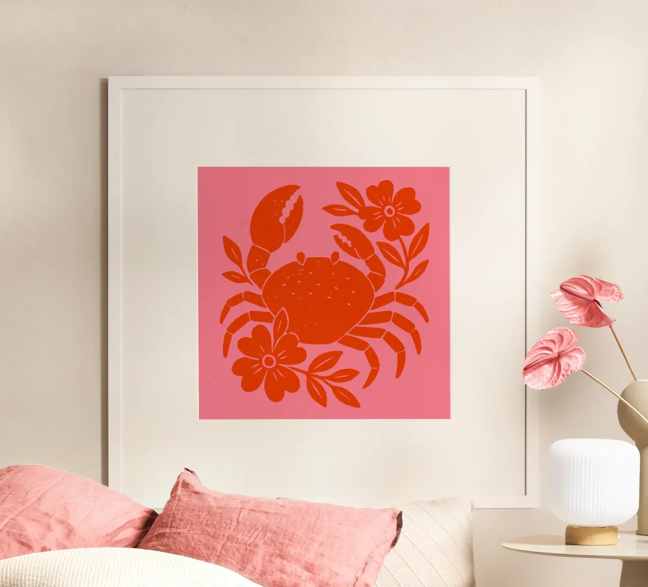 Crab And Flowers carta hahnemühle da treechild
