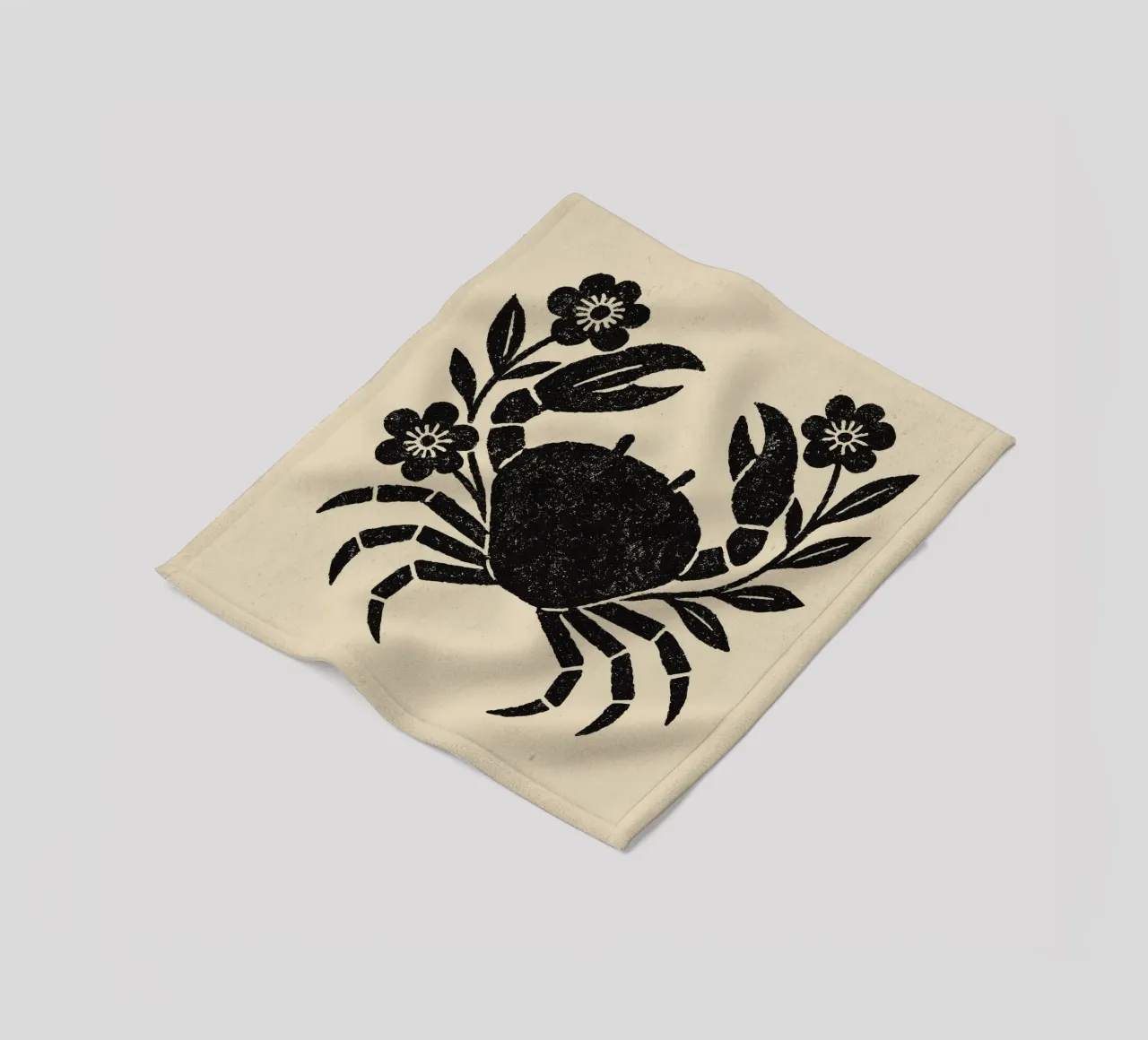 Crab And Flowers No 02 coperta in pile da treechild