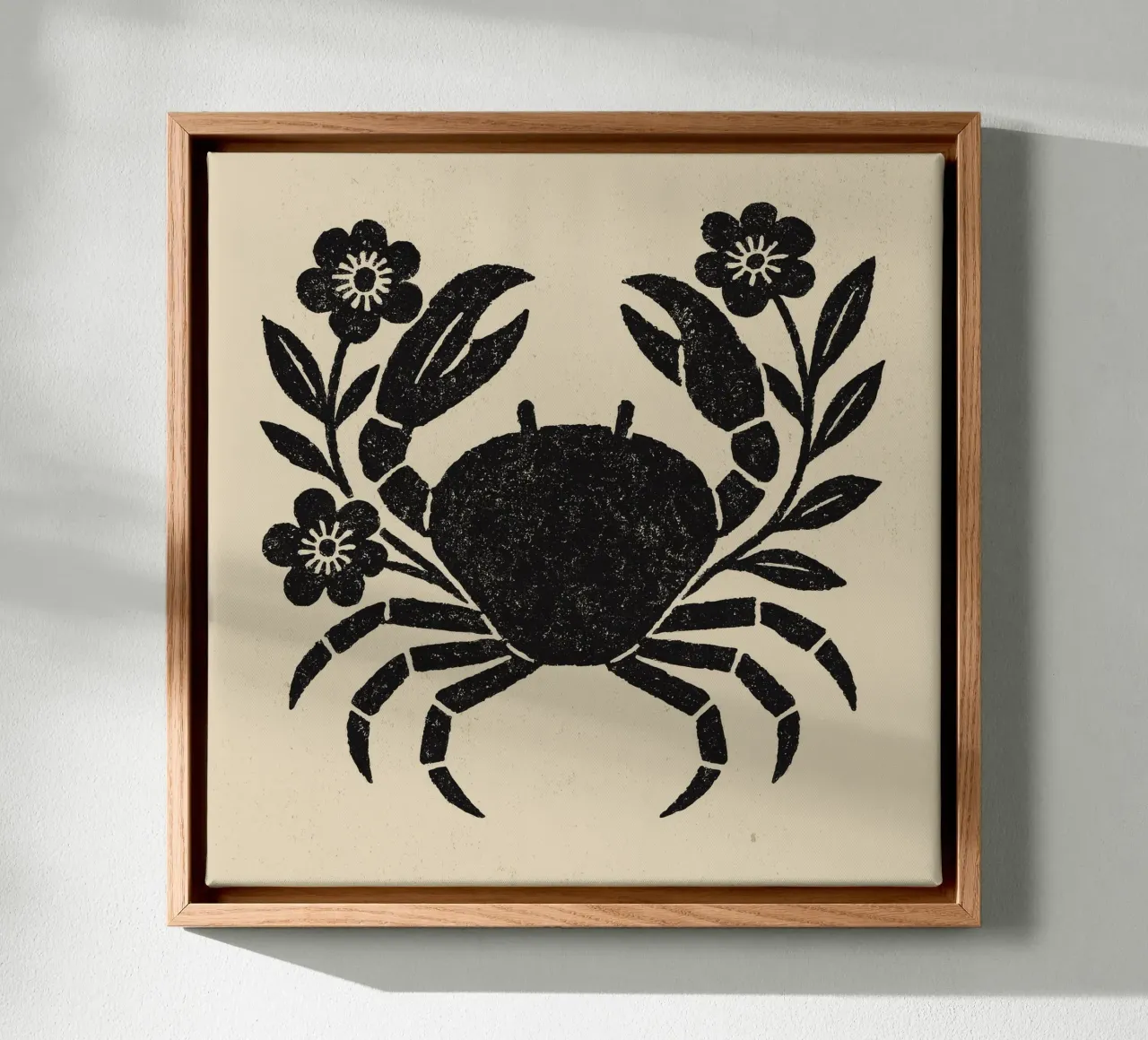Crab And Flowers No 02 tela con Cornice a cassetta da treechild