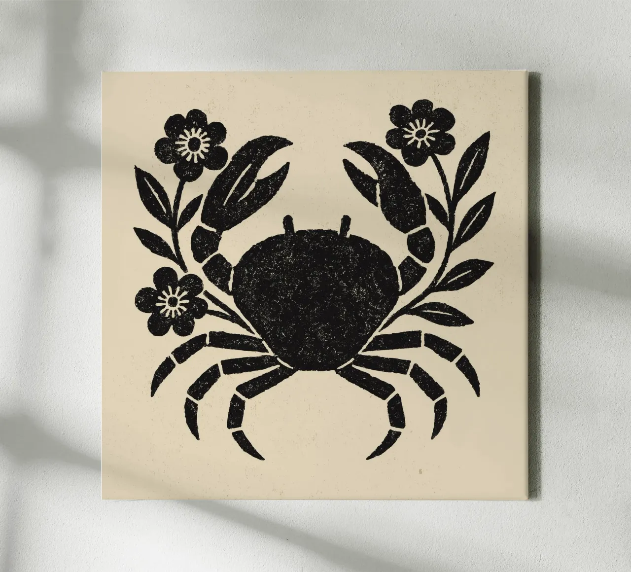 Crab And Flowers No 02 tela con Cornice a cassetta da treechild