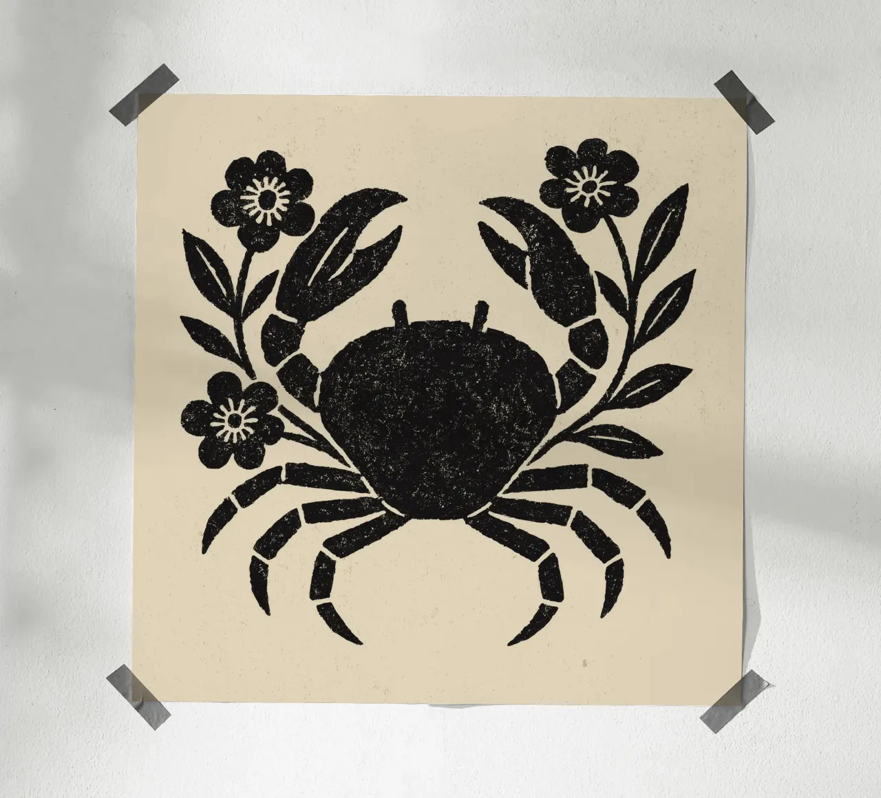 Crab And Flowers No 02 carta hahnemühle da treechild