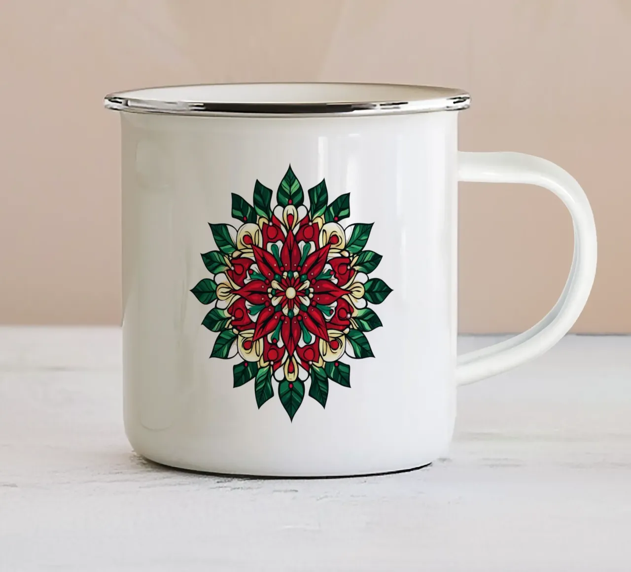 Mandala di Natale tazza in smalto da Spiritual Touch