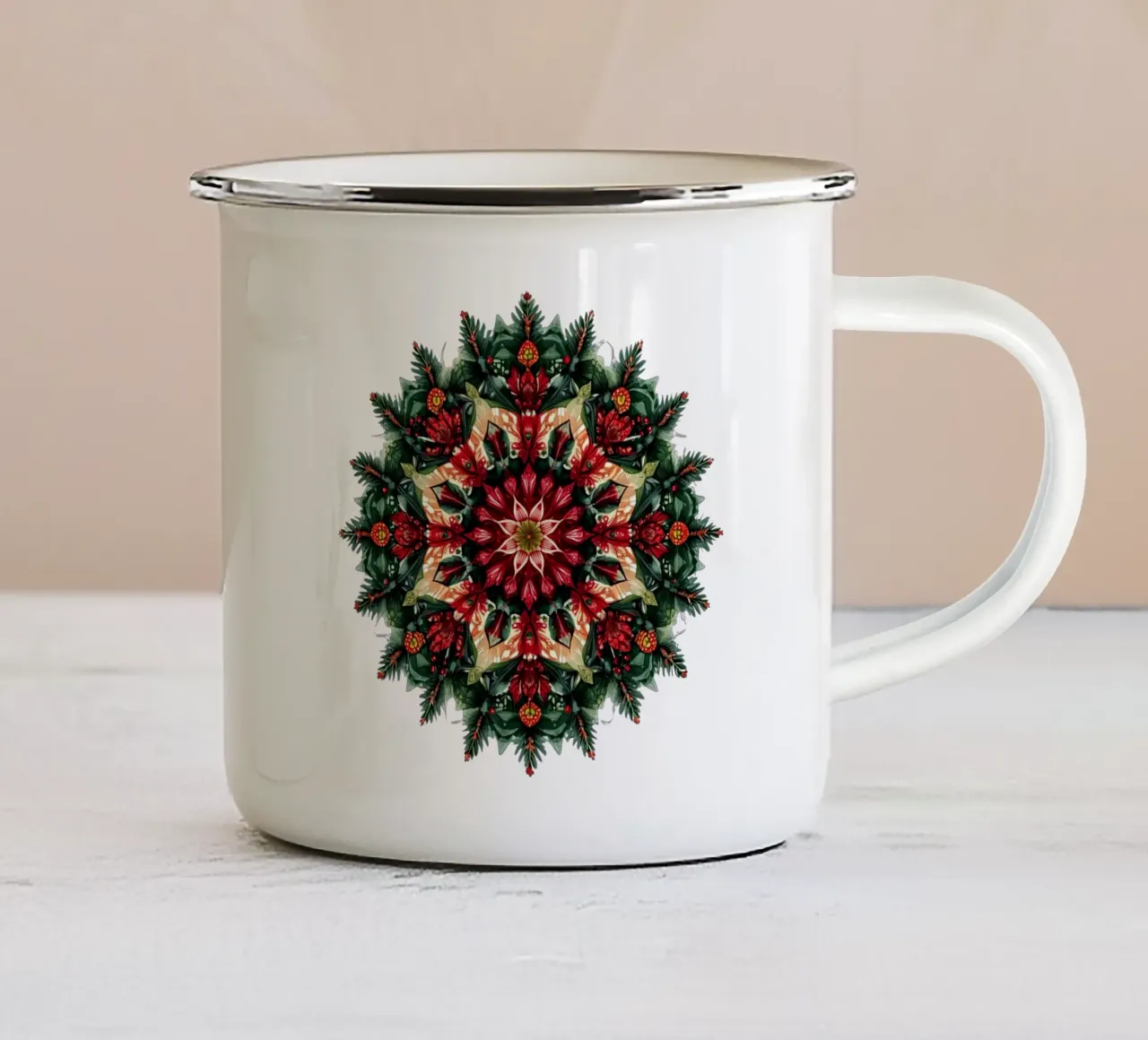 Mandala di Natale tazza in smalto da Spiritual Touch