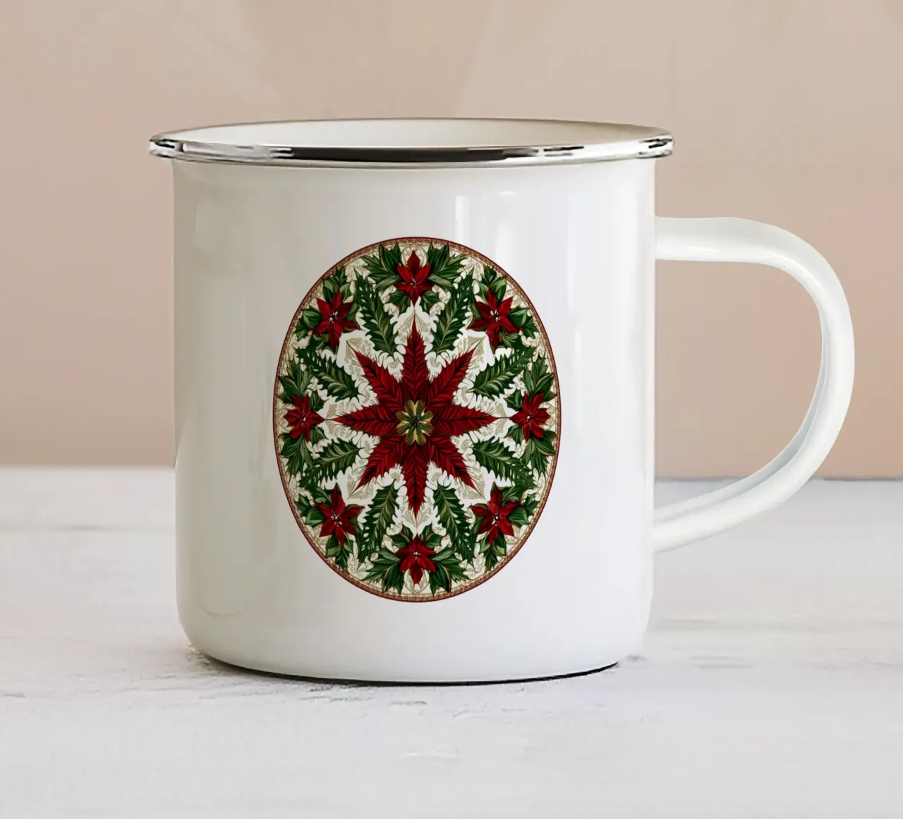 Mandala di Natale tazza in smalto da Spiritual Touch