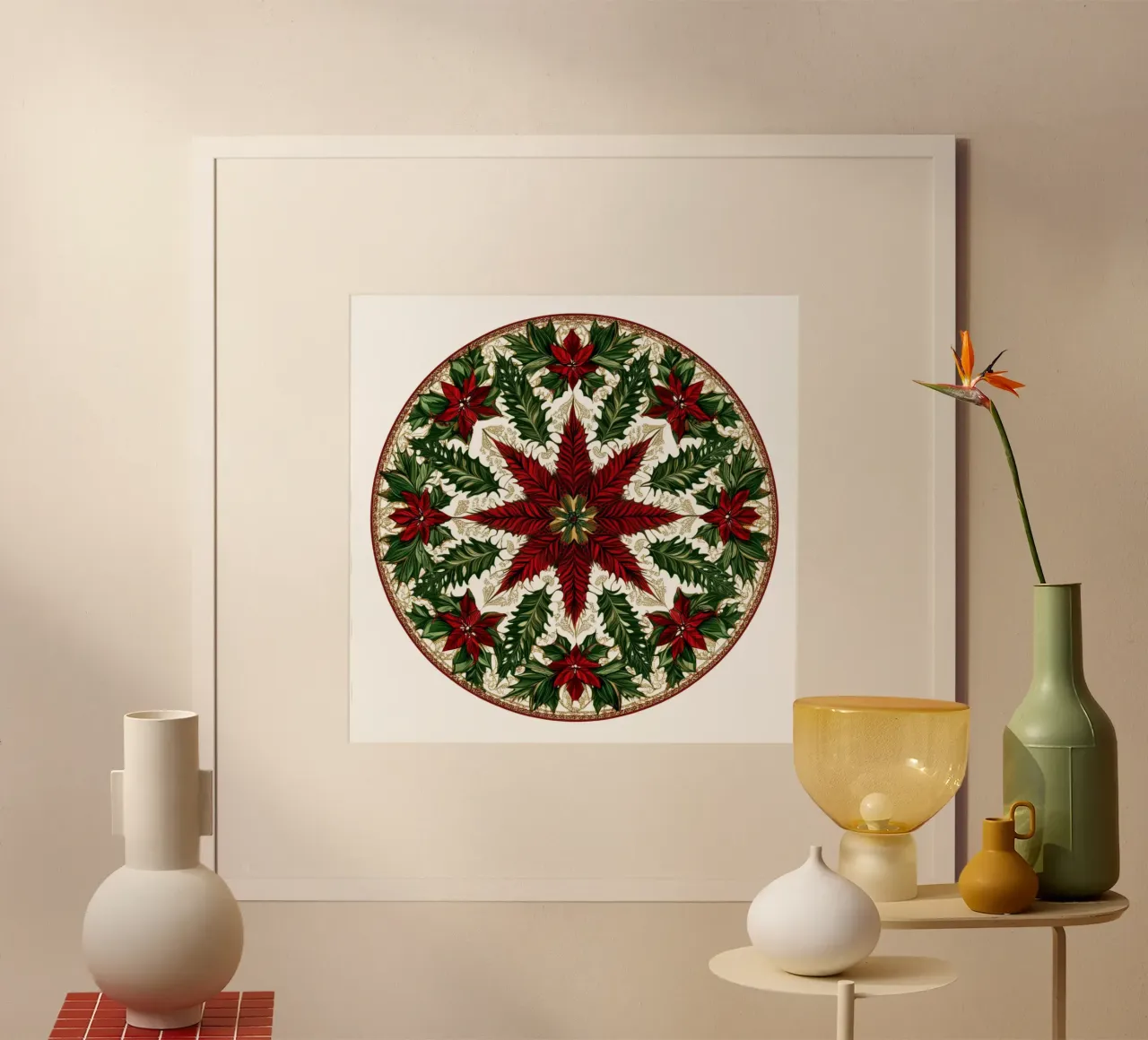 Mandala di Natale poster con telaio in legno da Spiritual Touch