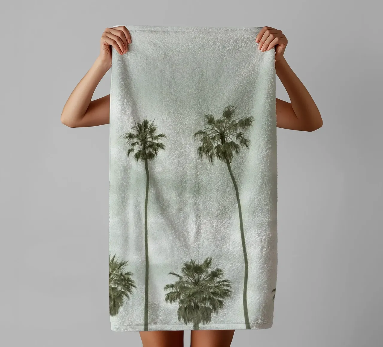 Idyllic palm trees in vintage style towel by Melanie Viola
