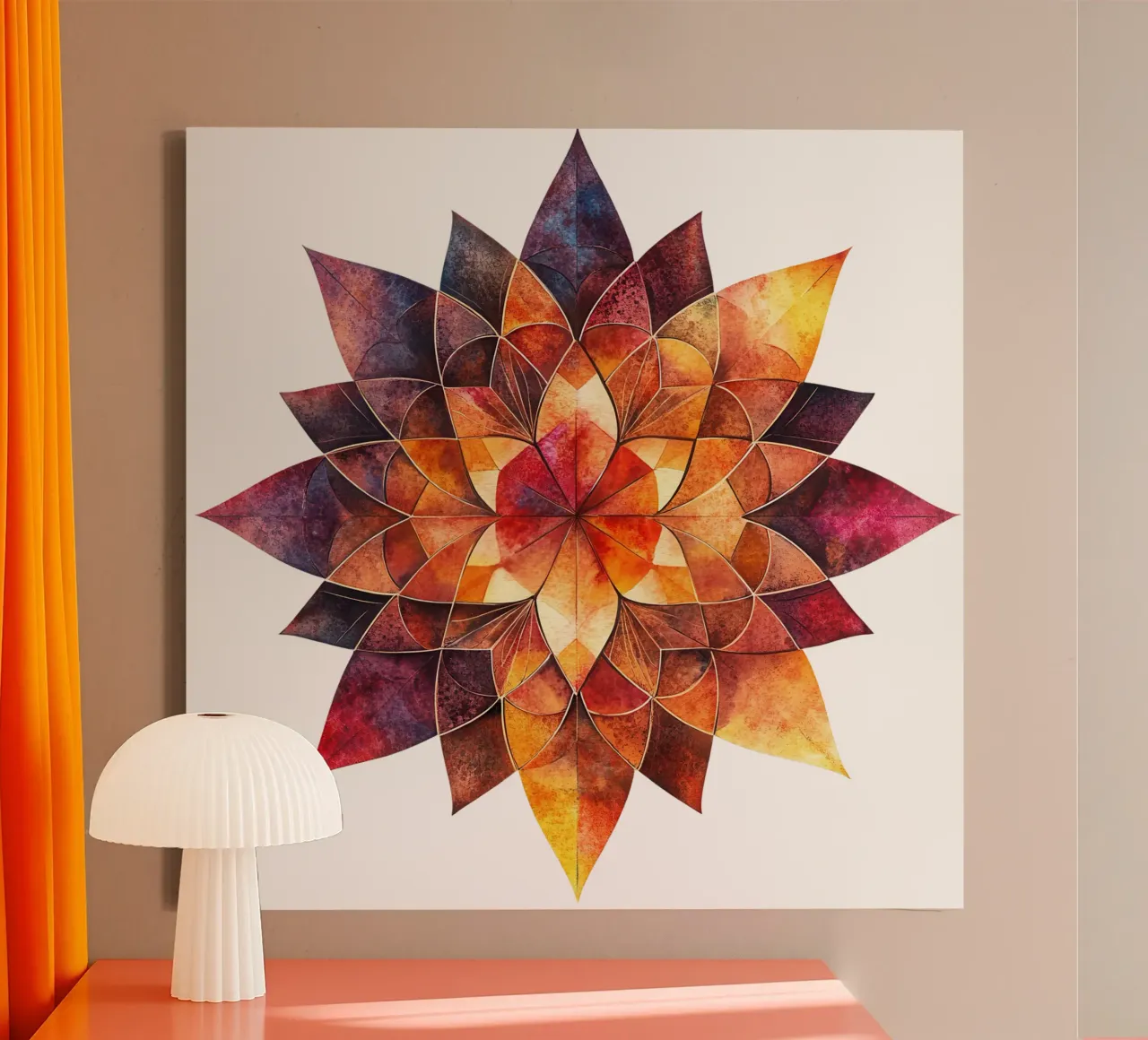 Herbst-Mandala Leinwand mit Schattenfugenrahmen von Spiritual Touch